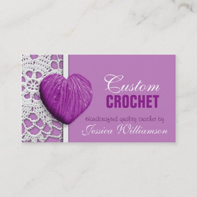 Crochet - cartes de visite en forme de coeur de (Devant)
