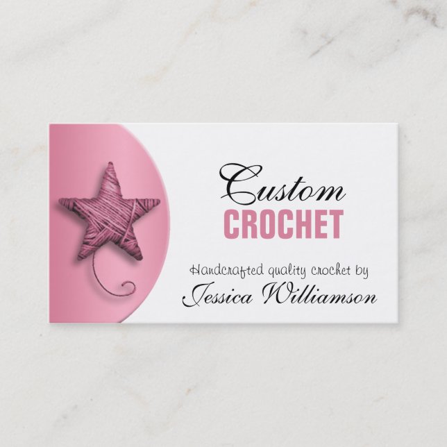 Crochet - Cartes de visite roses en forme de fil é (Devant)