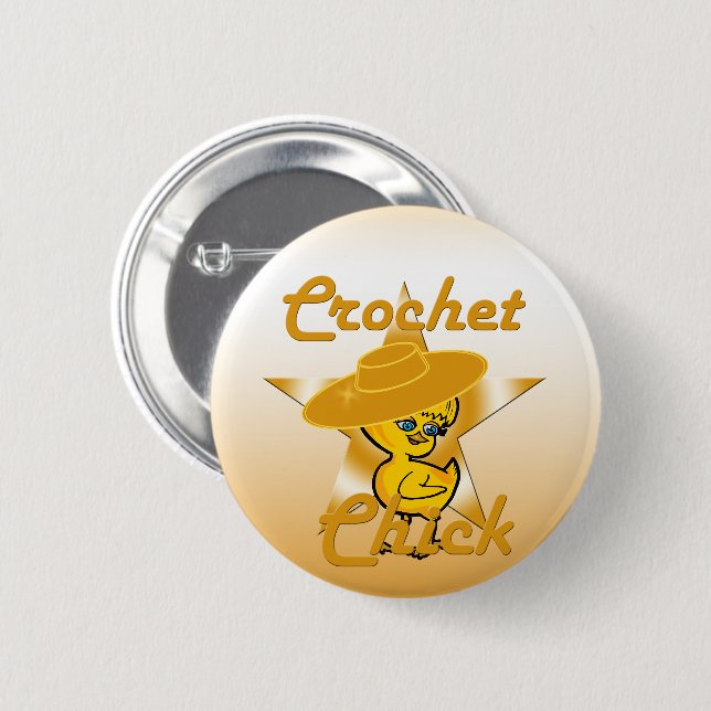 Crochet Chick #10 2 Inch Round Button (Front & Back)