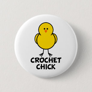 Crochet Chick 2 Inch Round Button
