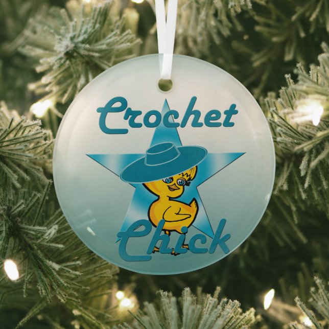 Crochet Chick #7 Glass Ornament (Insitu)
