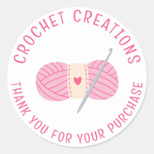 Crochet Crocheting Thank You Custom Small Business Classic Round Sticker