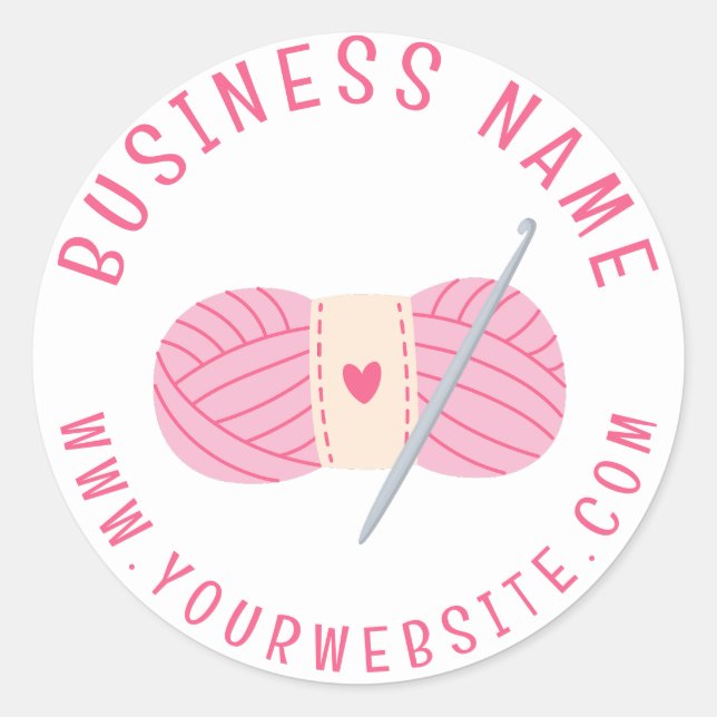 Crochet Crocheting Website Custom Business Name Classic Round Sticker (Front)