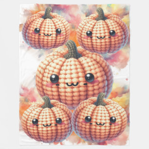 Crochet Cute Pumpkin Fleece Blanket