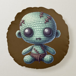 Crochet Cute Voodoo Doll Round Pillow