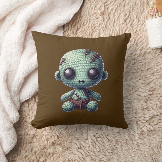 Crochet Cute Voodoo Doll Throw Pillow (Blanket)