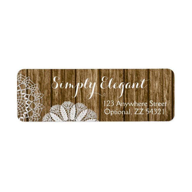 Crochet Doilies & Rustic Wood Craft Return Address (Front)