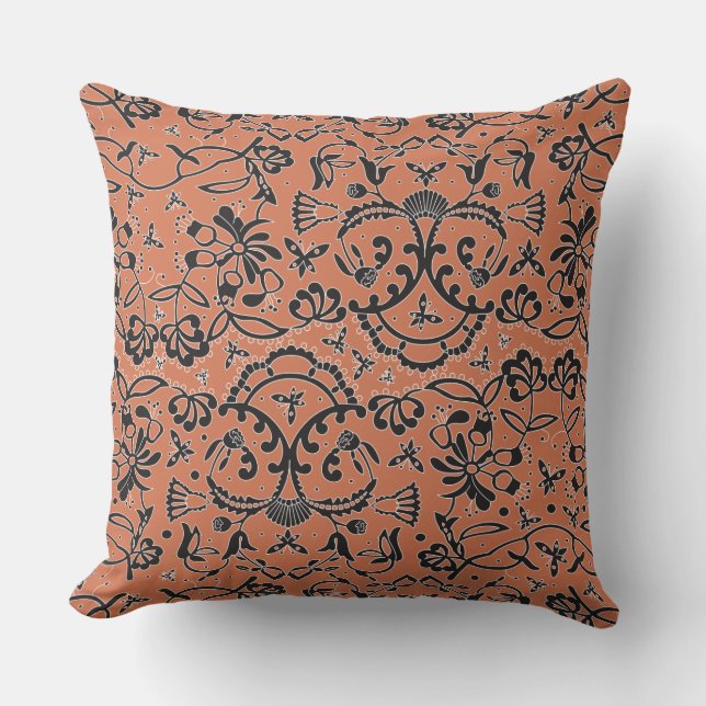 Crochet Embroidery Creation 2 Throw Pillow (Front)