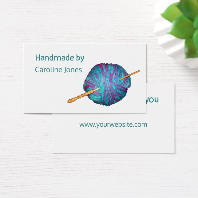 Crochet et fil Fabriqué à la main sur cartes blanc (Bureau)