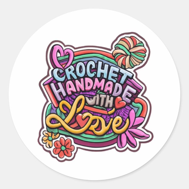 crochet fait à la main avec autocollant d'amour (Devant)