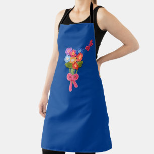 Crochet Flower Bouquet Print Keychain Apron