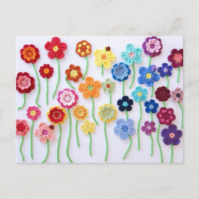 Crochet Flower Field Postcard (Front)
