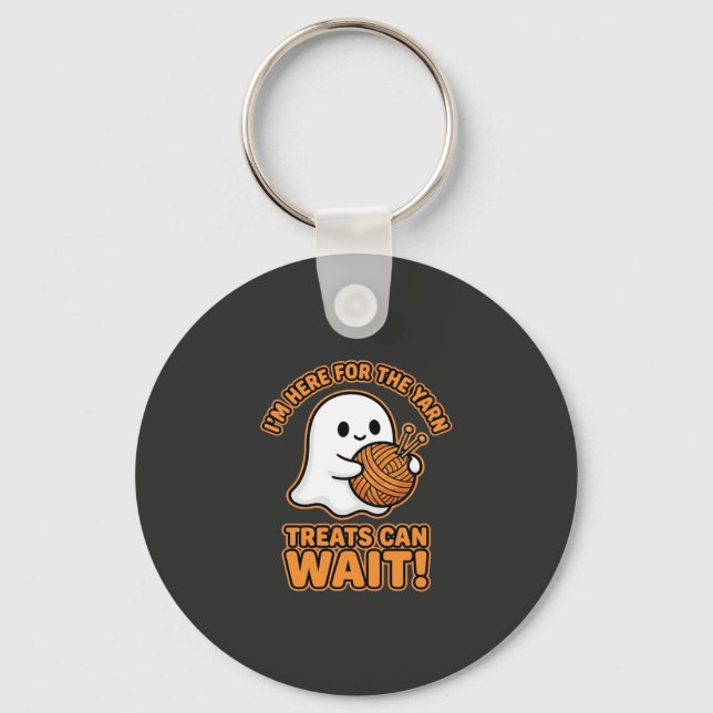Crochet Ghost Yarn Halloween Design Keychain (Front)