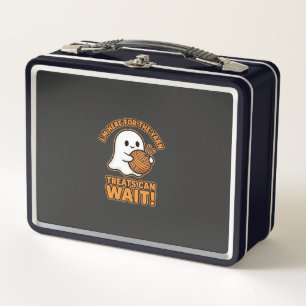 Crochet Ghost Yarn Halloween Design Metal Lunch Box
