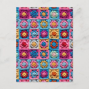 Crochet Granny Square Craft Postcard