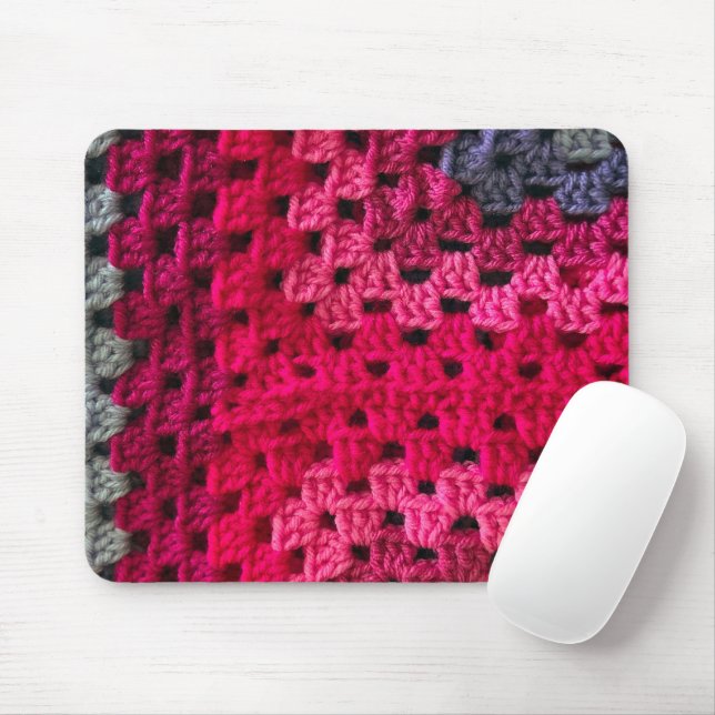 Crochet Granny Square Pattern Mouse Pad (With Mouse)