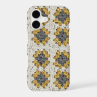 Crochet granny square yellow and gray