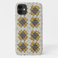 Crochet granny square yellow and gray