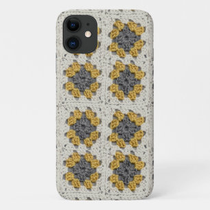 Crochet granny square yellow and grey iPhone 11 case