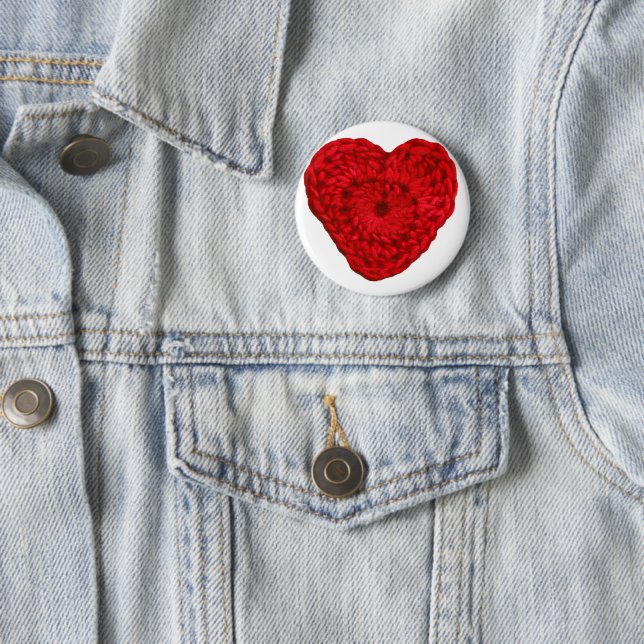 Crochet Heart Handmade Crafts Pin (In Situ)