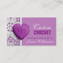 Crochet - Heart Shaped Yarn Purple Business Cards