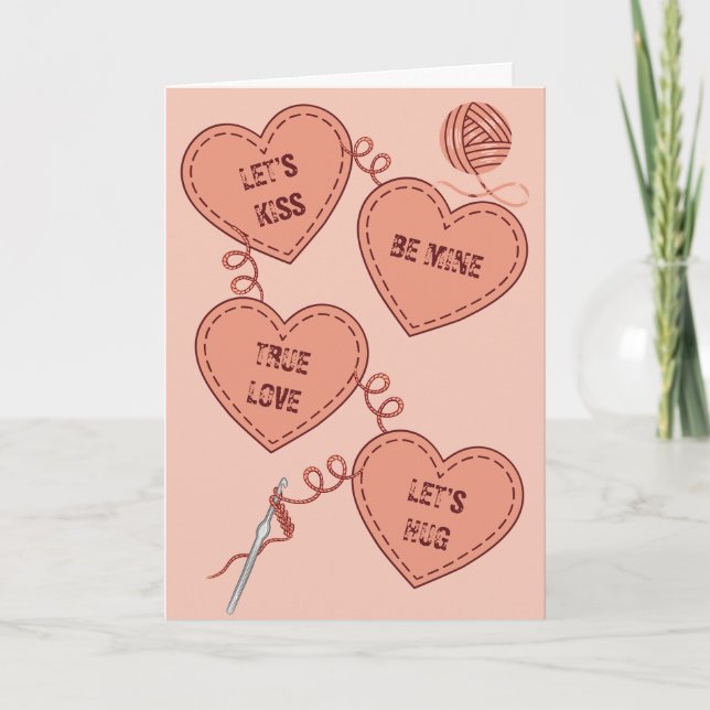 Crochet Hearts Love Card (Front)