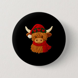 Crochet Highland Cow Christmas Winter Girly Kids T 2 Inch Round Button