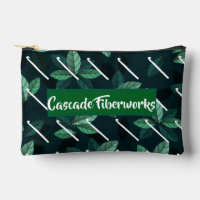 Crochet Hook and Leaves crafting travel zip pouch