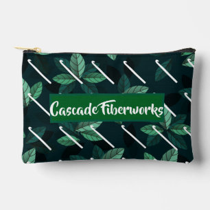 Crochet Hook and Leaves crafting travel zip  pouch