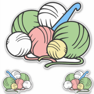 Crochet Hook and Yarn Vinyl Stickers