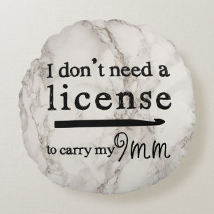 Crochet Hook License Crafts Marble Design Round Pillow