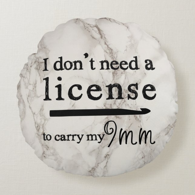 Crochet Hook License Crafts Marble Design Round Pillow (Front)