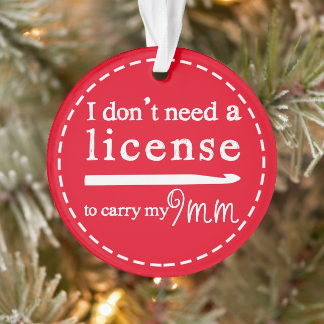 Crochet Hook License {Dark} Crafts Ornament (Tree)
