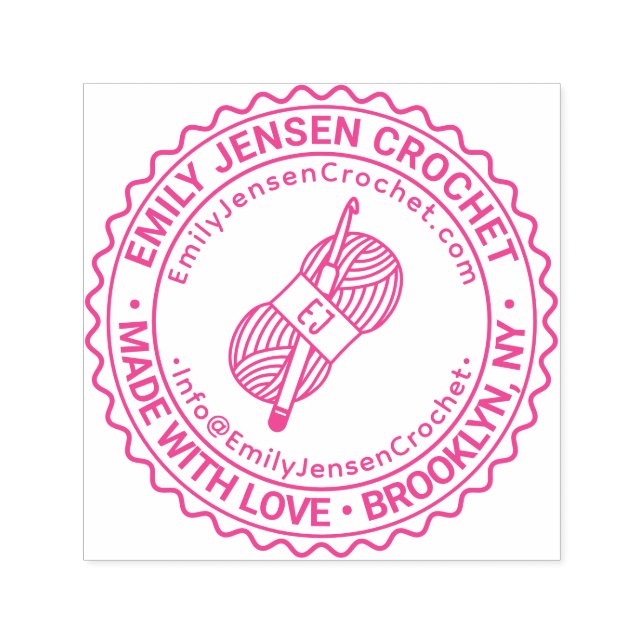 Crochet Hook Yarn Business Nm Location URL Email S Self-inking Stamp (Design)