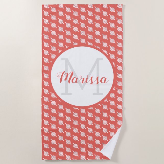Crochet Hook Yarn & Crafts Name / Initial Beach Towel (Front)