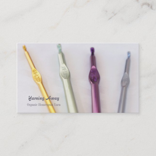 Crochet hooks photo customizable business cards (Front)