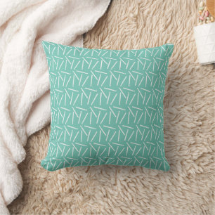 Crochet Hooks Two Tone Mint + Teal Throw Pillow