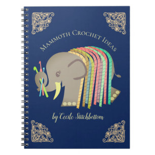 Crochet hooks yarn elephant crafts pattern binder notebook