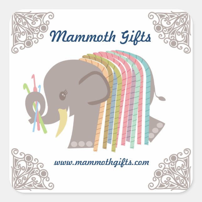 Crochet hooks yarn elephant woolly mammoth label (Front)