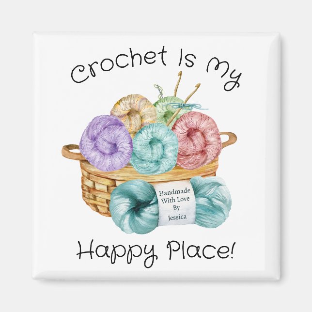 Crochet Is My Happy Place Personalized Magnet (Front)