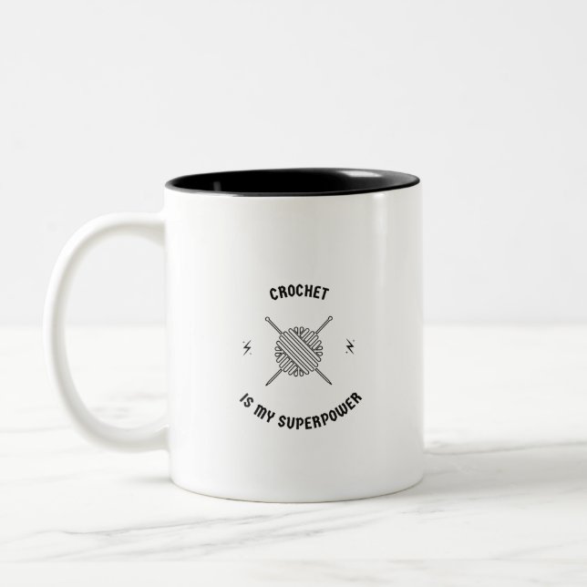 Crochet is my superpower Two-Tone coffee mug (Left)