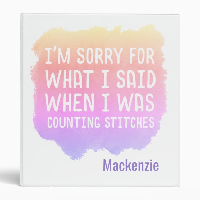 Crochet Knit Counting Stitches Joke Personalized Binder (Front)
