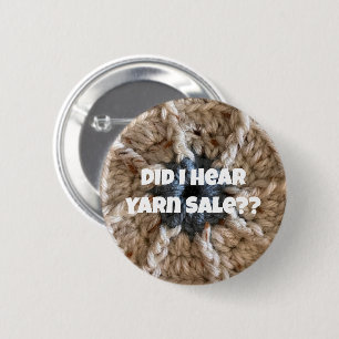 Crochet Knitting Humour Beige Blue Craft Love Yarn 2 Inch Round Button