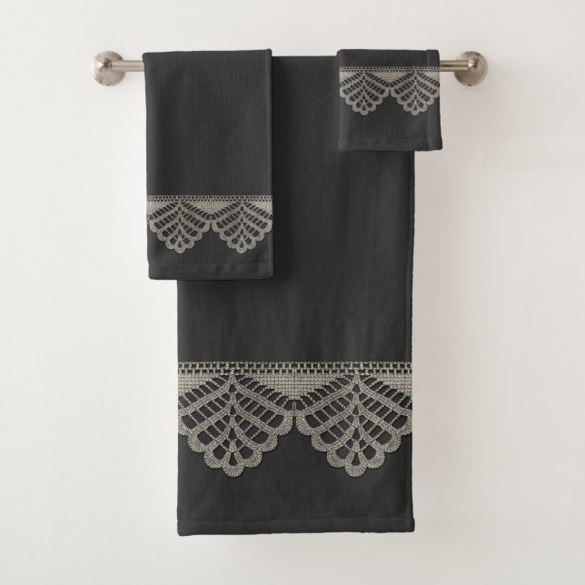 Crochet Lace Bath Towel Set (Insitu)