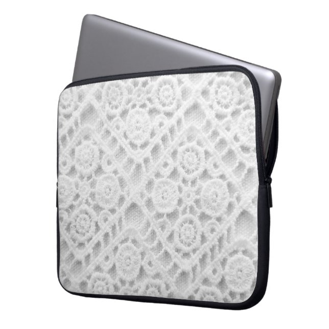 Crochet Lace Pattern  Laptop Sleeve (Front Left)