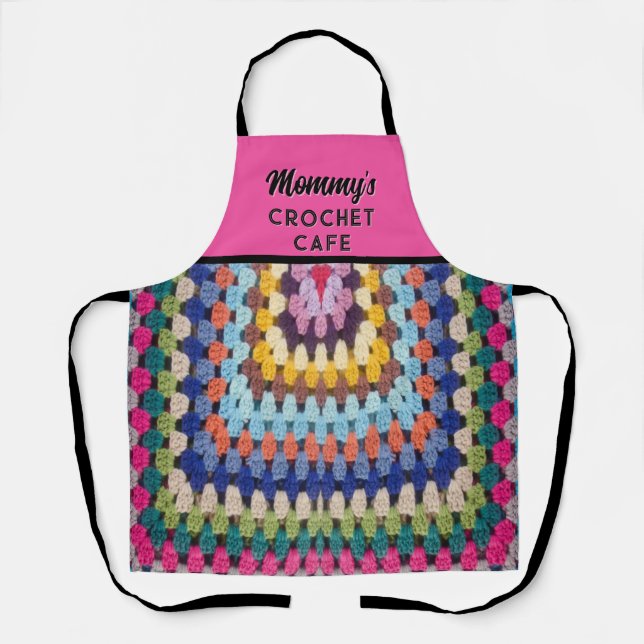 Crochet-loving Mom's All-Over Print Apron (Front)
