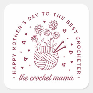 Crochet mom happy mothers day crocheting mama square sticker