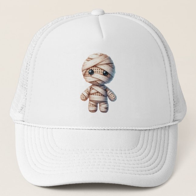 Crochet Mummy Trucker Hat (Front)