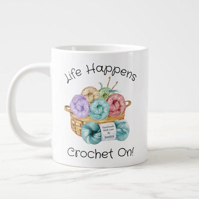 Crochet On Personalized Giant Coffee Mug (Left)