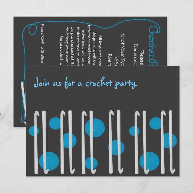 Crochet Party Invitation (Front/Back)